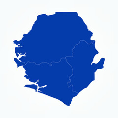 High Detailed Blue Map of Sierra Leone on White isolated background, Vector Illustration EPS 10
