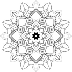 Easy Mandala coloring book simple and basic for beginners, seniors and children. Set of Mehndi flower pattern for Henna drawing and tattoo. Decoration in ethnic oriental, Indian style.