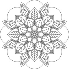 Easy Mandala coloring book simple and basic for beginners, seniors and children. Set of Mehndi flower pattern for Henna drawing and tattoo. Decoration in ethnic oriental, Indian style.