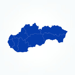 High Detailed Blue Map of Slovakia on White isolated background, Vector Illustration EPS 10