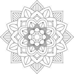 Easy Mandala coloring book simple and basic for beginners, seniors and children. Set of Mehndi flower pattern for Henna drawing and tattoo. Decoration in ethnic oriental, Indian style.
