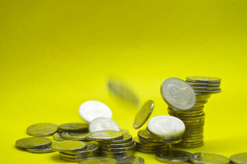 Coins stacked in layers (Conveys financial matters)