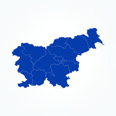 High Detailed Blue Map of Slovenia on White isolated background, Vector Illustration EPS 10