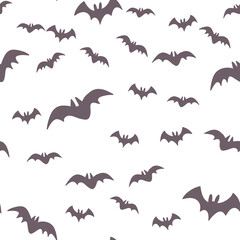 Naklejka premium Halloween pattern with flying bats. Vector seamless background. Bat simple illustration texture.
