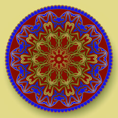 Decorative Asian Round Pattern. Mandala. Ornamental design element of Asian Nomads: Kyrgyz, Kazakhs, Bashkirs, Tatars, Yakut, Mongols. Ethnic Vector Illustration for Paper Products, Textiles.