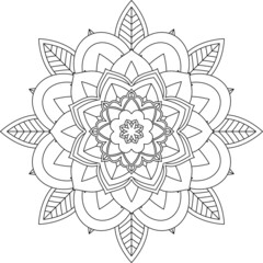 Easy Mandala coloring book simple and basic for beginners, seniors and children. Set of Mehndi flower pattern for Henna drawing and tattoo. Decoration in ethnic oriental, Indian style.
