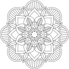 Easy Mandala coloring book simple and basic for beginners, seniors and children. Set of Mehndi flower pattern for Henna drawing and tattoo. Decoration in ethnic oriental, Indian style.