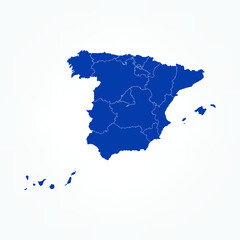 Fototapeta premium High Detailed Blue Map of Spain on White isolated background, Vector Illustration EPS 10