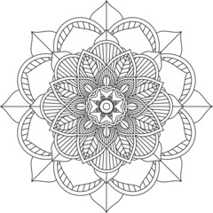 Easy Mandala coloring book simple and basic for beginners, seniors and children. Set of Mehndi flower pattern for Henna drawing and tattoo. Decoration in ethnic oriental, Indian style.