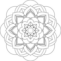 Easy Mandala coloring book simple and basic for beginners, seniors and children. Set of Mehndi flower pattern for Henna drawing and tattoo. Decoration in ethnic oriental, Indian style.