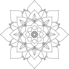 Easy Mandala coloring book simple and basic for beginners, seniors and children. Set of Mehndi flower pattern for Henna drawing and tattoo. Decoration in ethnic oriental, Indian style.