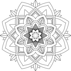 Easy Mandala coloring book simple and basic for beginners, seniors and children. Set of Mehndi flower pattern for Henna drawing and tattoo. Decoration in ethnic oriental, Indian style.