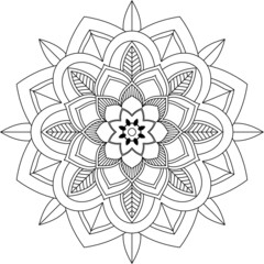 Easy Mandala coloring book simple and basic for beginners, seniors and children. Set of Mehndi flower pattern for Henna drawing and tattoo. Decoration in ethnic oriental, Indian style.