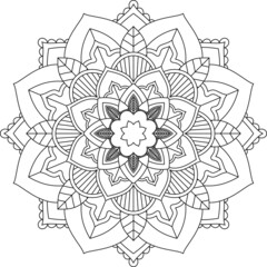 Easy Mandala coloring book simple and basic for beginners, seniors and children. Set of Mehndi flower pattern for Henna drawing and tattoo. Decoration in ethnic oriental, Indian style.