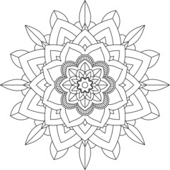 Easy Mandala coloring book simple and basic for beginners, seniors and children. Set of Mehndi flower pattern for Henna drawing and tattoo. Decoration in ethnic oriental, Indian style.