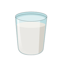 Glass of milk isolated on white background, vector illustration.