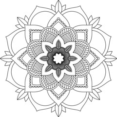 Easy Mandala coloring book simple and basic for beginners, seniors and children. Set of Mehndi flower pattern for Henna drawing and tattoo. Decoration in ethnic oriental, Indian style.