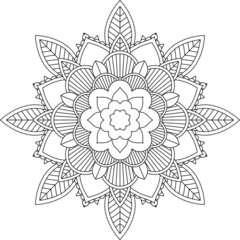Easy Mandala coloring book simple and basic for beginners, seniors and children. Set of Mehndi flower pattern for Henna drawing and tattoo. Decoration in ethnic oriental, Indian style.