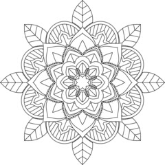 Easy Mandala coloring book simple and basic for beginners, seniors and children. Set of Mehndi flower pattern for Henna drawing and tattoo. Decoration in ethnic oriental, Indian style.