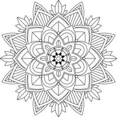 Easy Mandala coloring book simple and basic for beginners, seniors and children. Set of Mehndi flower pattern for Henna drawing and tattoo. Decoration in ethnic oriental, Indian style.