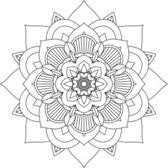 Easy Mandala coloring book simple and basic for beginners, seniors and children. Set of Mehndi flower pattern for Henna drawing and tattoo. Decoration in ethnic oriental, Indian style.