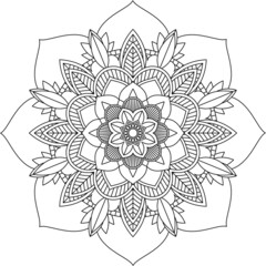 Easy Mandala coloring book simple and basic for beginners, seniors and children. Set of Mehndi flower pattern for Henna drawing and tattoo. Decoration in ethnic oriental, Indian style.