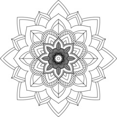 Easy Mandala coloring book simple and basic for beginners, seniors and children. Set of Mehndi flower pattern for Henna drawing and tattoo. Decoration in ethnic oriental, Indian style.