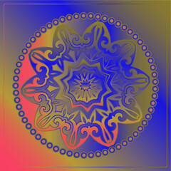 Decorative Asian Round Pattern. Mandala. Ornamental design element of Asian Nomads: Kyrgyz, Kazakhs, Bashkirs, Tatars, Yakut, Mongols. Ethnic Vector Illustration for Paper Products, Textiles.