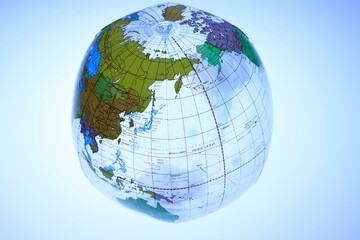 ビニールボールの地球儀