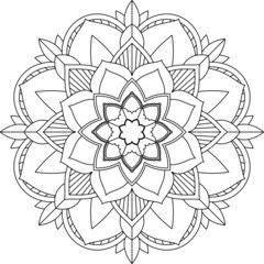 Easy Mandala coloring book simple and basic for beginners, seniors and children. Set of Mehndi flower pattern for Henna drawing and tattoo. Decoration in ethnic oriental, Indian style.