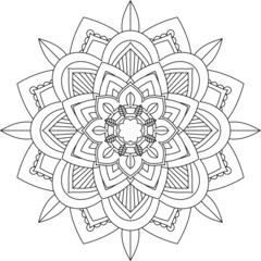 Fototapeta premium Easy Mandala coloring book simple and basic for beginners, seniors and children. Set of Mehndi flower pattern for Henna drawing and tattoo. Decoration in ethnic oriental, Indian style.