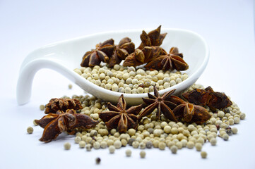 Spices on a white background