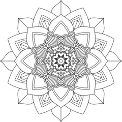 Easy Mandala coloring book simple and basic for beginners, seniors and children. Set of Mehndi flower pattern for Henna drawing and tattoo. Decoration in ethnic oriental, Indian style.