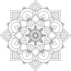 Easy Mandala coloring book simple and basic for beginners, seniors and children. Set of Mehndi flower pattern for Henna drawing and tattoo. Decoration in ethnic oriental, Indian style.