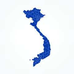 High Detailed Blue Map of Vietnam on White isolated background, Vector Illustration EPS 10