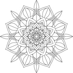 Easy Mandala coloring book simple and basic for beginners, seniors and children. Set of Mehndi flower pattern for Henna drawing and tattoo. Decoration in ethnic oriental, Indian style.