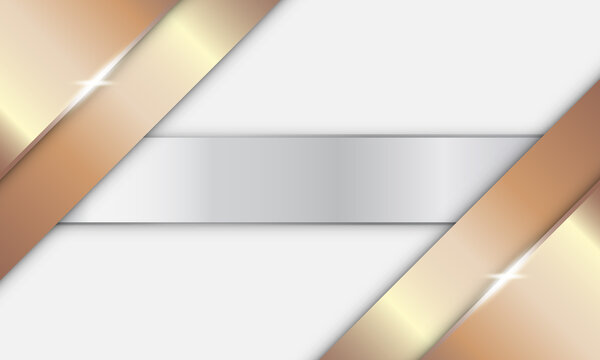 Abstract Bronze Glossy Metallic With Shiny Silver Stripes On White Background.