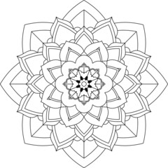 Easy Mandala coloring book simple and basic for beginners, seniors and children. Set of Mehndi flower pattern for Henna drawing and tattoo. Decoration in ethnic oriental, Indian style.