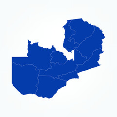 High Detailed Blue Map of Zambia on White isolated background, Vector Illustration EPS 10