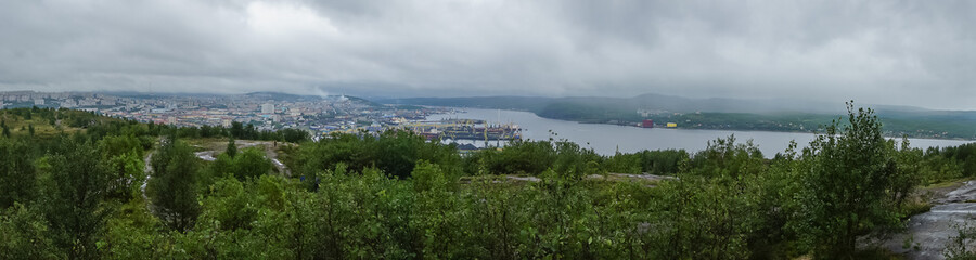 View of Murmansk from a hill, Russia, August, 2020