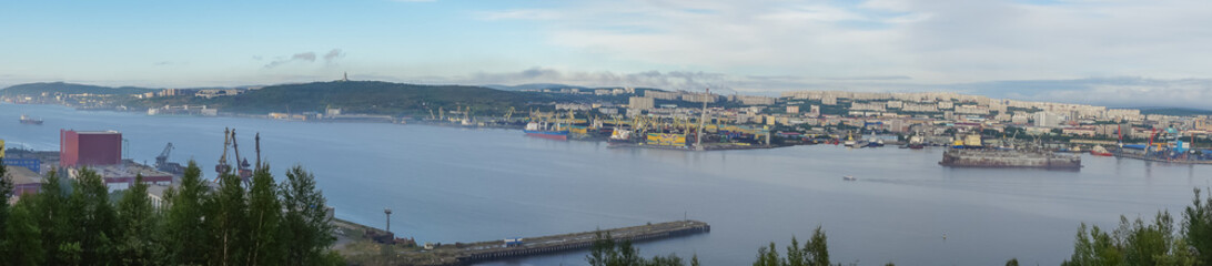 View of Murmansk from a hill, Russia, August, 2020