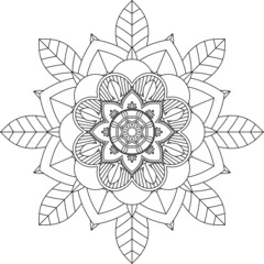 Easy Mandala coloring book simple and basic for beginners, seniors and children. Set of Mehndi flower pattern for Henna drawing and tattoo. Decoration in ethnic oriental, Indian style.