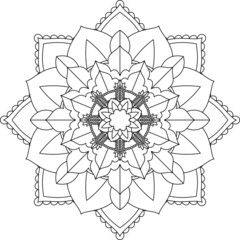 Easy Mandala coloring book simple and basic for beginners, seniors and children. Set of Mehndi flower pattern for Henna drawing and tattoo. Decoration in ethnic oriental, Indian style.