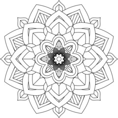 Easy Mandala coloring book simple and basic for beginners, seniors and children. Set of Mehndi flower pattern for Henna drawing and tattoo. Decoration in ethnic oriental, Indian style.