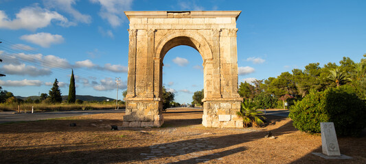 Fototapeta na wymiar Roman Triumphal Arch in Roda de Bera, Tarragona, Spain