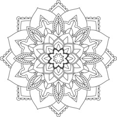 Easy Mandala coloring book simple and basic for beginners, seniors and children. Set of Mehndi flower pattern for Henna drawing and tattoo. Decoration in ethnic oriental, Indian style.