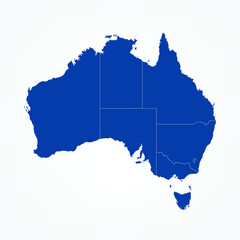 Fototapeta premium High Detailed Blue Map of Australia on White isolated background, Vector Illustration EPS 10