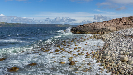 The coast of the Barents sea, Teriberka, August 2020, Russia