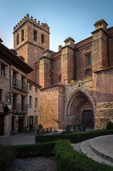 Fototapeta premium Old collegiate gothic church of Santa María in the village of Mora de Rubielos, Teruel, Spain