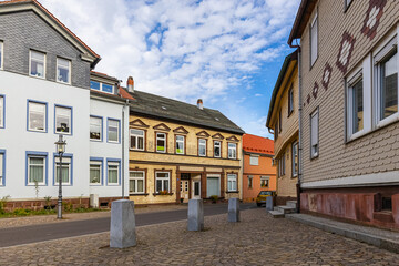 Fototapeta na wymiar Street an hosues in the city of Friedrichroda/Thuringia